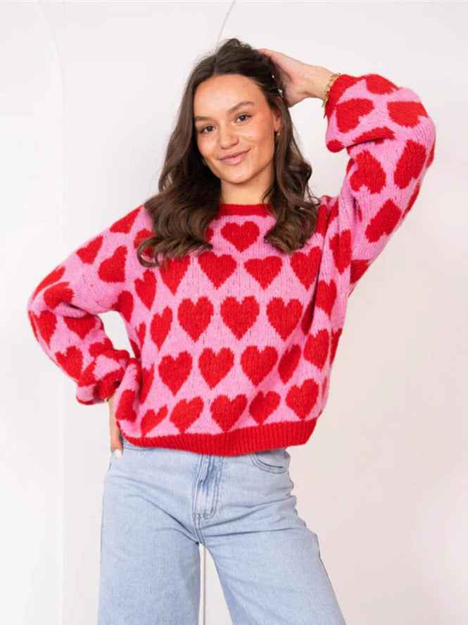 Pull imprimé coeur