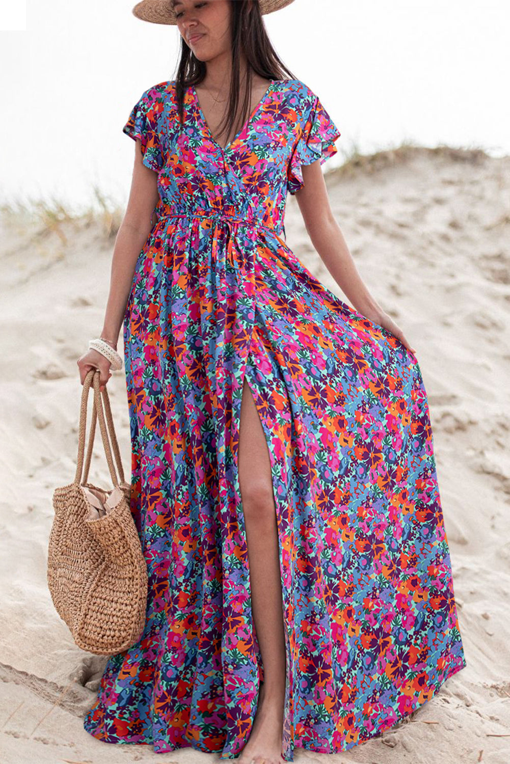 Robe bleu floral - Tatieonline