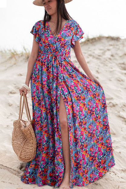 Robe bleu floral - Tatieonline