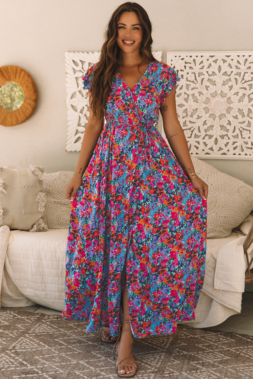Robe bleu floral - Tatieonline