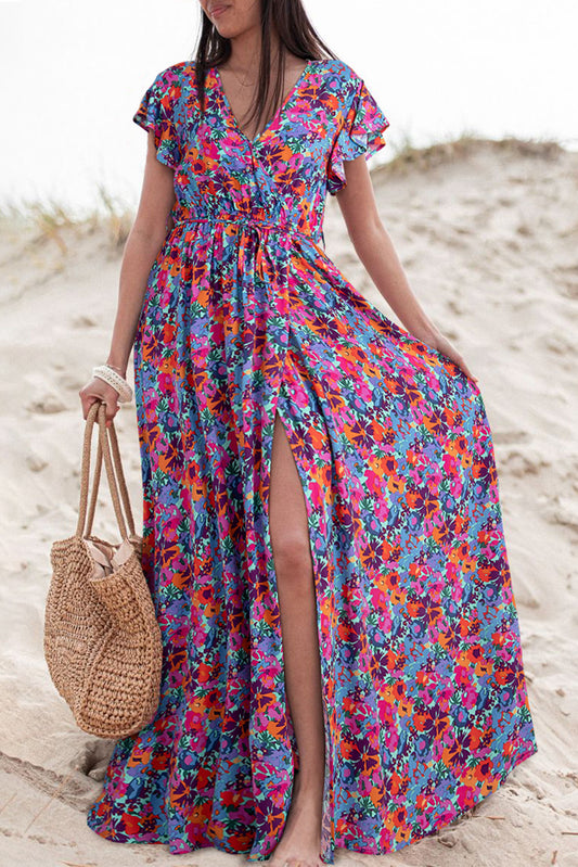 Robe bleu floral - Tatieonline