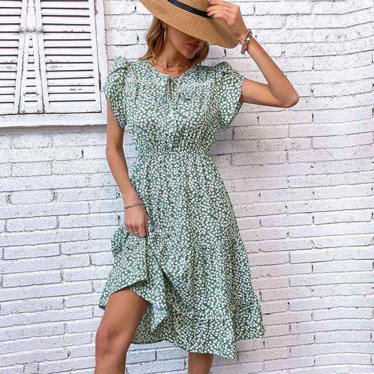 Robe imprimée verte - Tatieonline