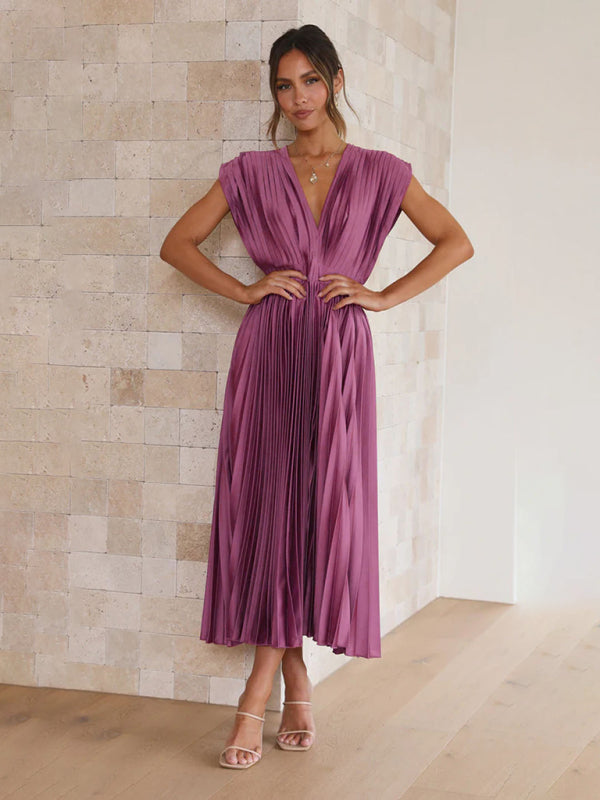 Robe plissée satinée - Tatieonline